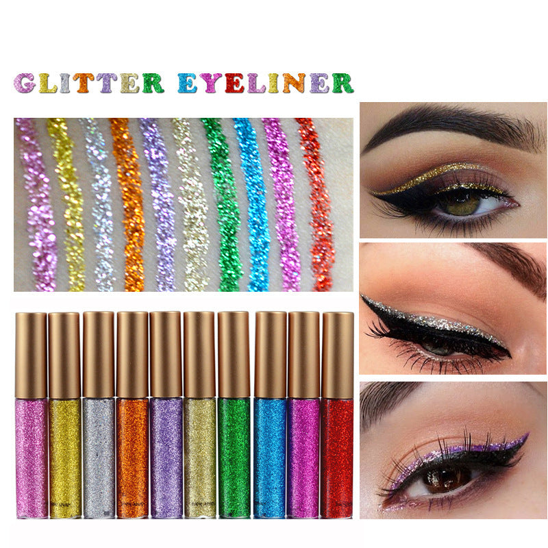 Glitter Liquid Eyeliner Pen 10 Colors Metallic Shine Eye Shadow & Liner