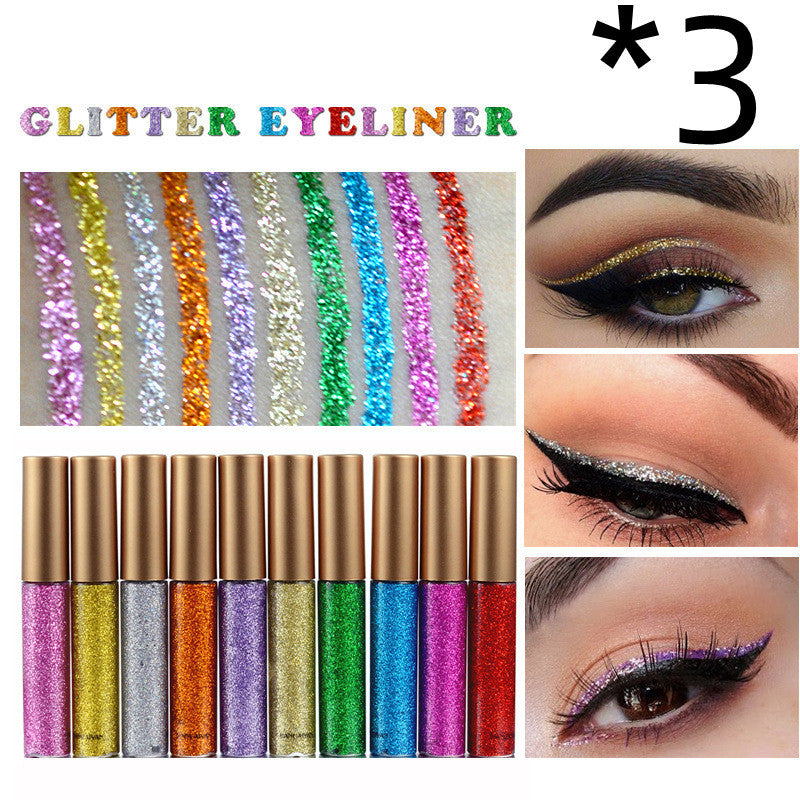 Glitter Liquid Eyeliner Pen 10 Colors Metallic Shine Eye Shadow & Liner