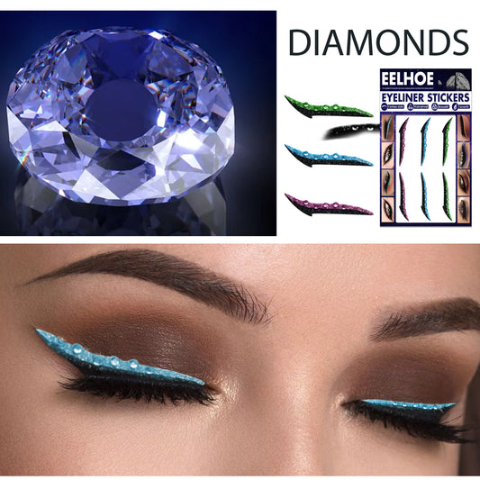 Colored Diamonds Eyelid Line Sticker Waterproof Self-adhesive Eye Liner