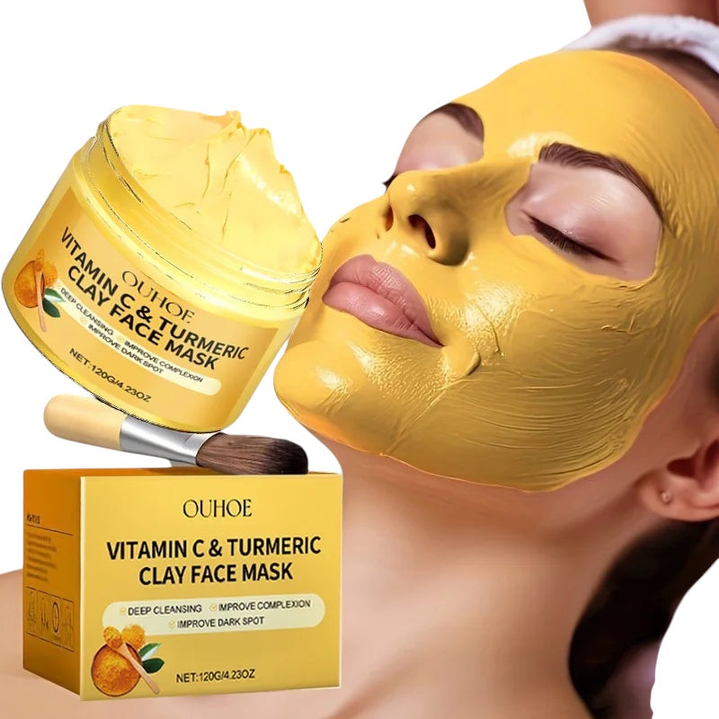 1/3PCS Turmeric VitaminC Clay Mask  Deep Cleansing Facial Improves Dark Spots  Hydrating Skin Care Tightens Skin Evens Skin Tone
